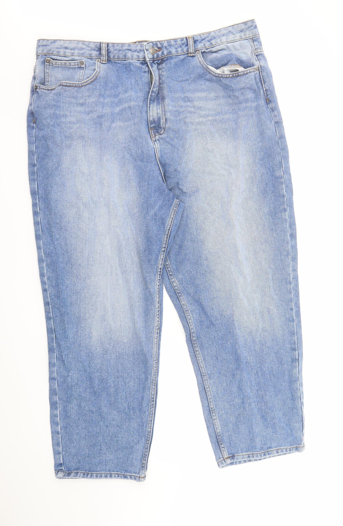 In the Style Womens Blue Cotton Straight Jeans Size 24 L28 in Regular Zip