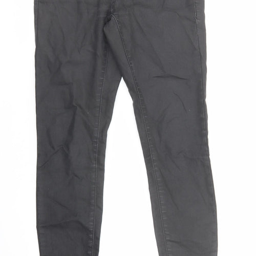Topshop Womens Black Cotton Skinny Jeans Size 26 in L30 in Regular Zip - Coated