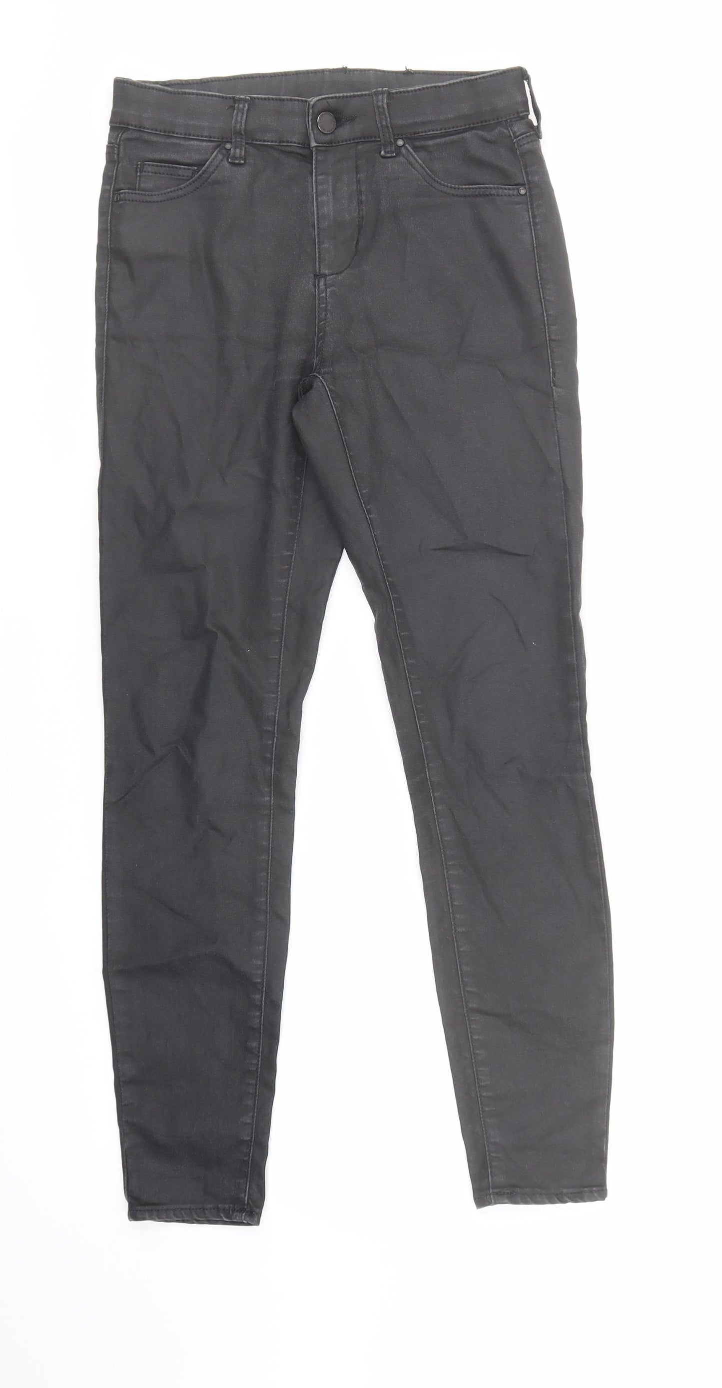 Topshop Womens Black Cotton Skinny Jeans Size 26 in L30 in Regular Zip - Coated