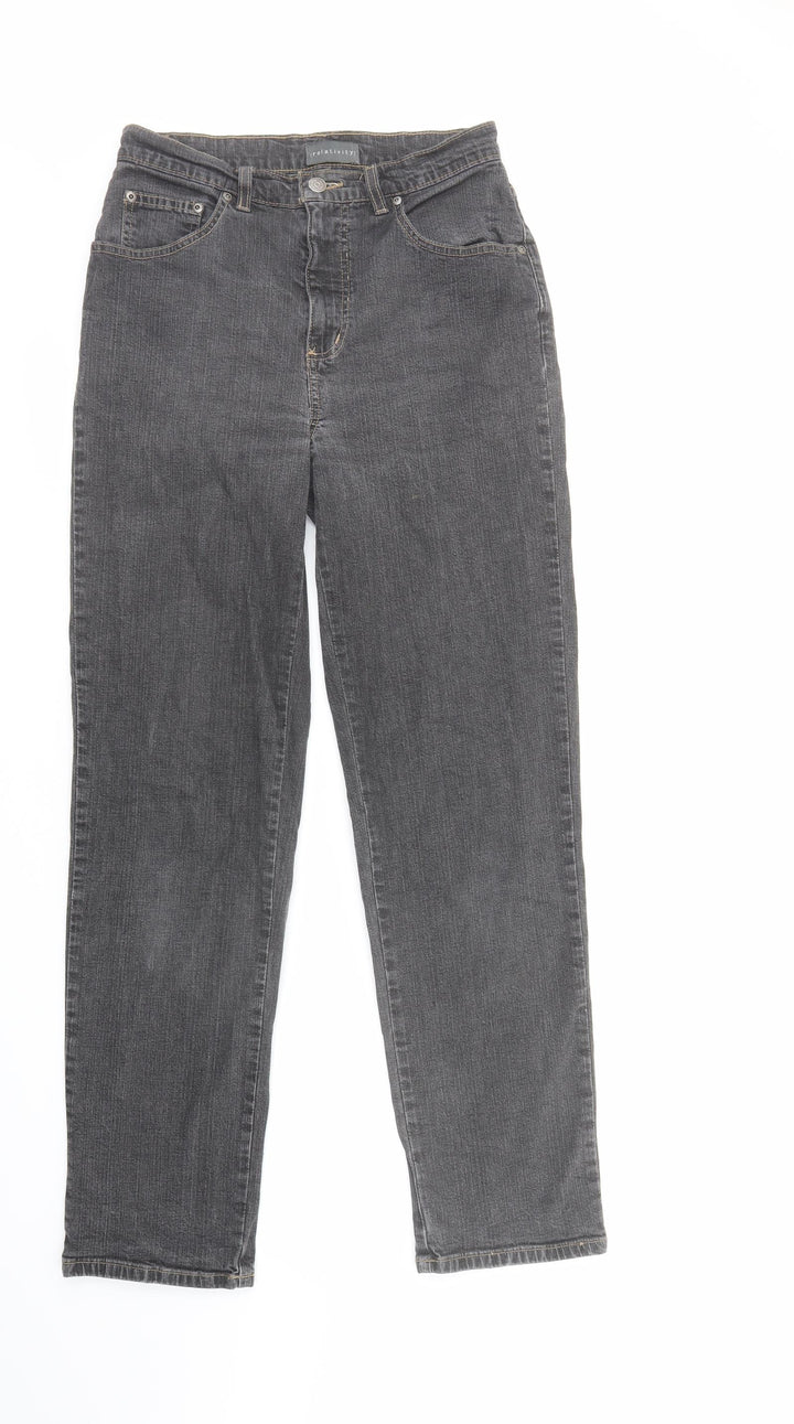 Relativity Womens Grey Cotton Straight Jeans Size 6 L30 in Regular Zip