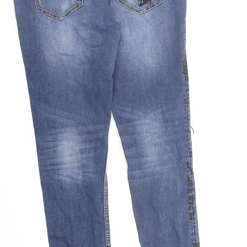 Desigual Womens Blue Floral Cotton Skinny Jeans Size 32 in L29 in Regular Zip - Embellished