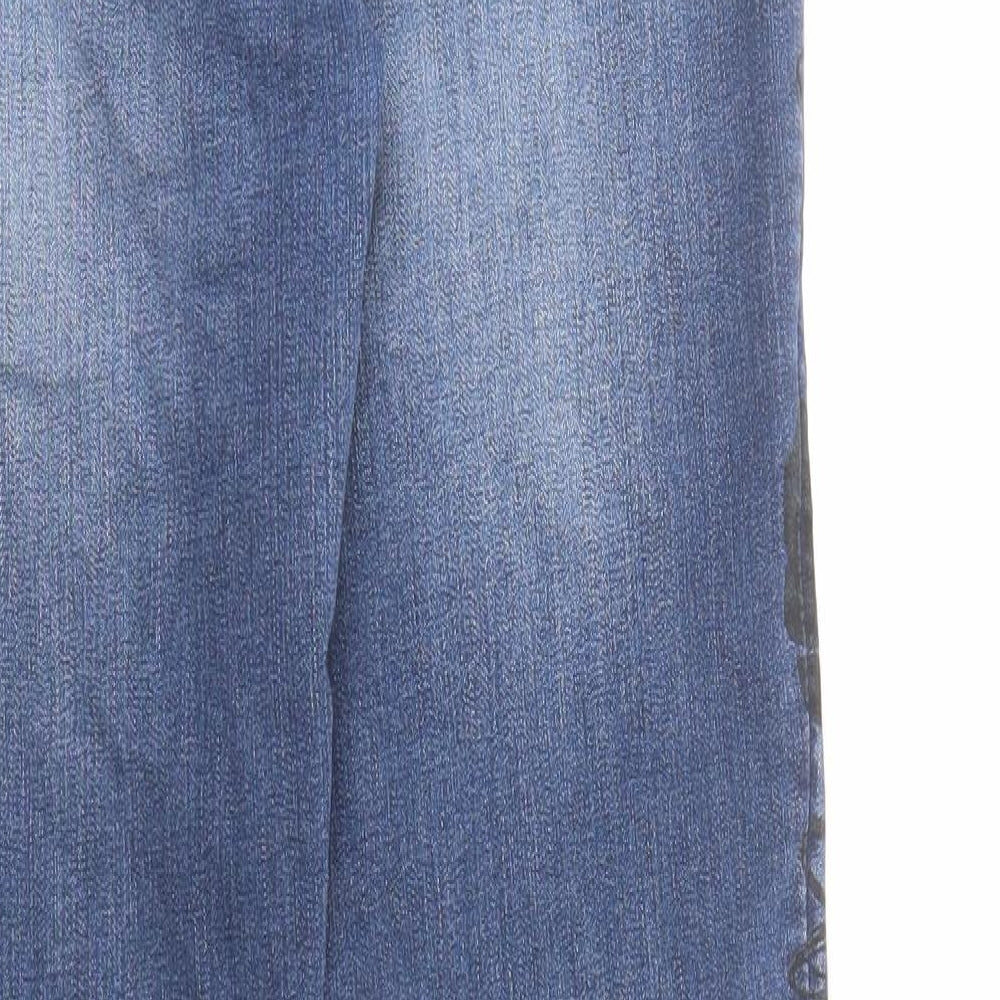 Desigual Womens Blue Floral Cotton Skinny Jeans Size 32 in L29 in Regular Zip - Embellished