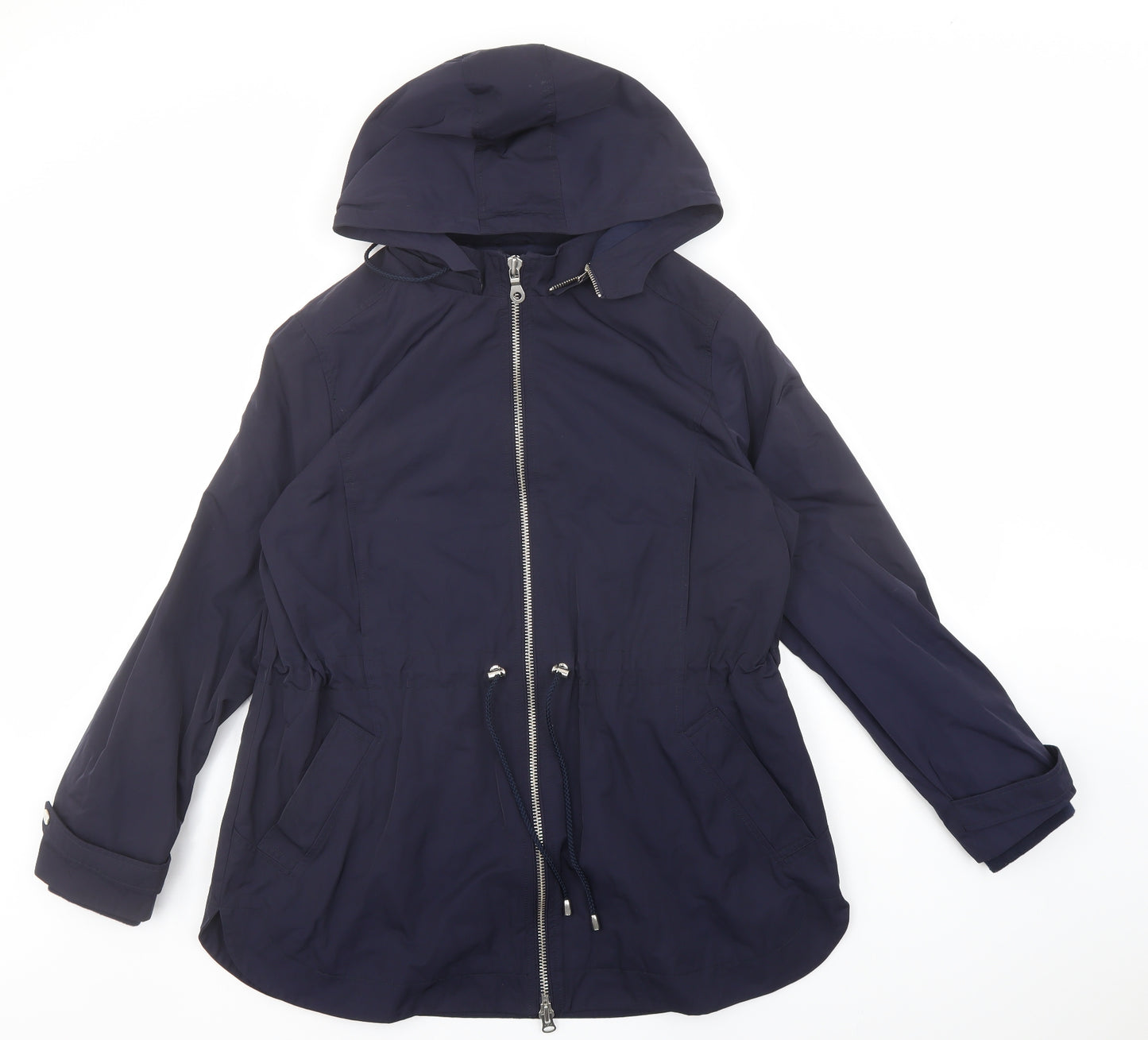 Jaeger Womens Blue Parka Coat Size 16 Zip - Hooded