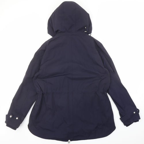 Jaeger Womens Blue Parka Coat Size 16 Zip - Hooded