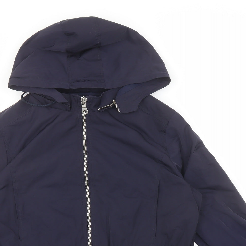 Jaeger Womens Blue Parka Coat Size 16 Zip - Hooded