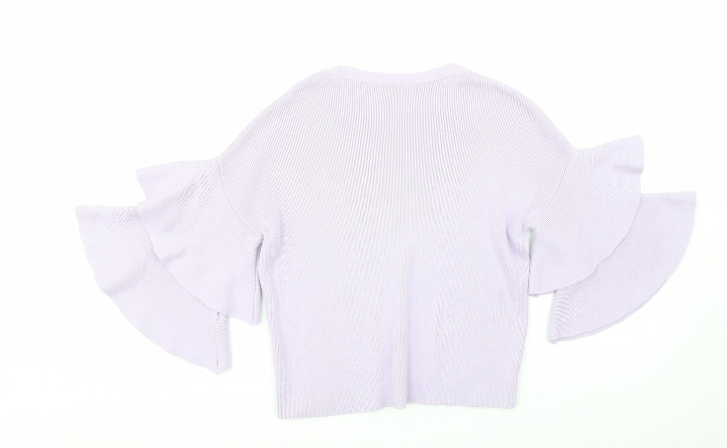 River Island Womens Purple Round Neck Cotton Pullover Jumper Size 6 - Flared Sleeves