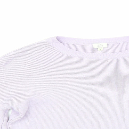 River Island Womens Purple Round Neck Cotton Pullover Jumper Size 6 - Flared Sleeves