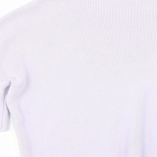 River Island Womens Purple Round Neck Cotton Pullover Jumper Size 6 - Flared Sleeves