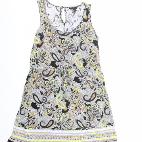 H&M Womens Multicoloured Paisley Viscose Tank Dress Size M Scoop Neck Pullover - Adjustable Waist