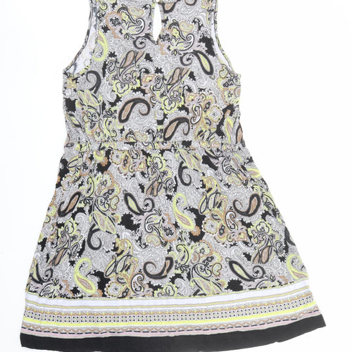H&M Womens Multicoloured Paisley Viscose Tank Dress Size M Scoop Neck Pullover - Adjustable Waist