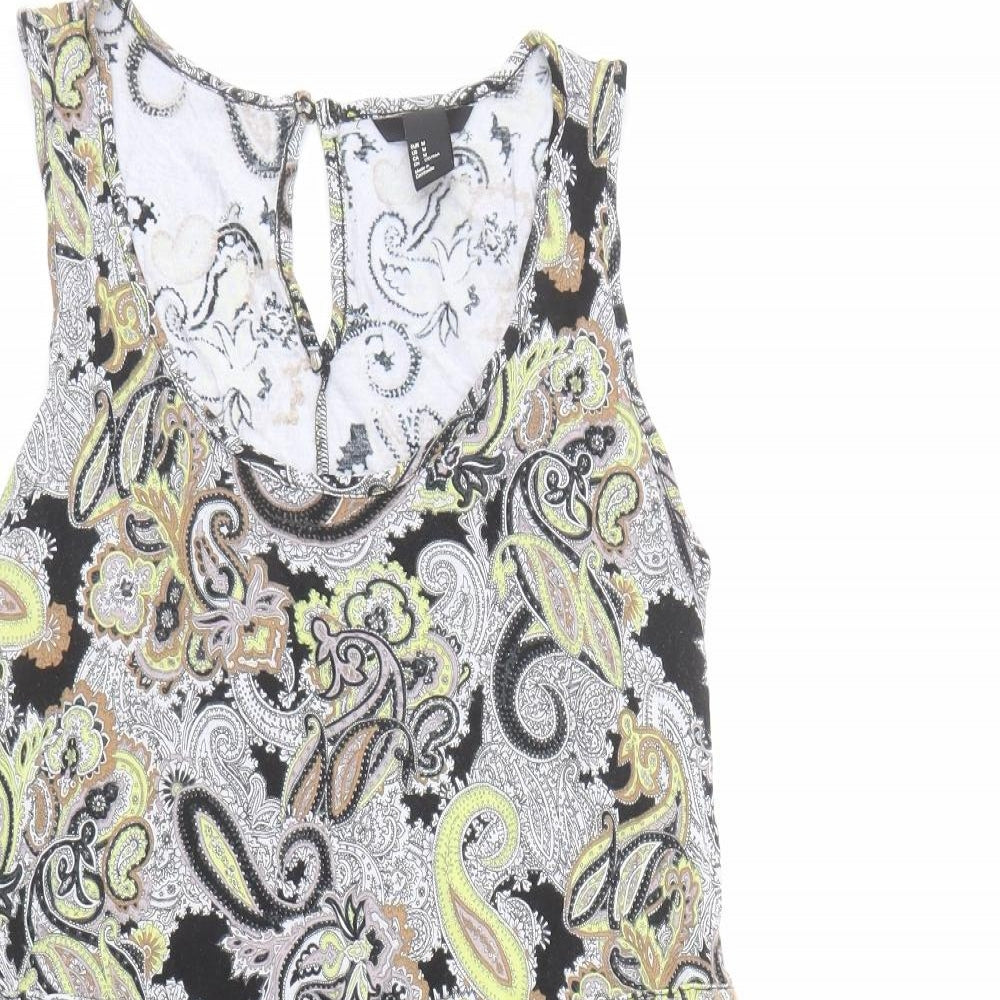 H&M Womens Multicoloured Paisley Viscose Tank Dress Size M Scoop Neck Pullover - Adjustable Waist