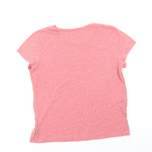 American Eagle Outfitters Womens Pink Cotton Basic T-Shirt Size L Boat Neck