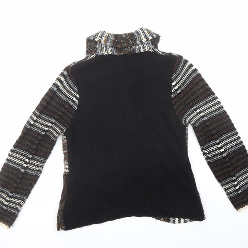 Donatella Maurizio Womens Multicoloured Collared Striped Acrylic Cardigan Jumper Size L
