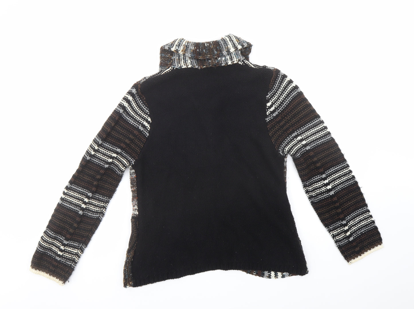 Donatella Maurizio Womens Multicoloured Collared Striped Acrylic Cardigan Jumper Size L