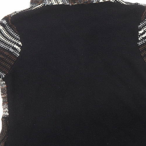 Donatella Maurizio Womens Multicoloured Collared Striped Acrylic Cardigan Jumper Size L