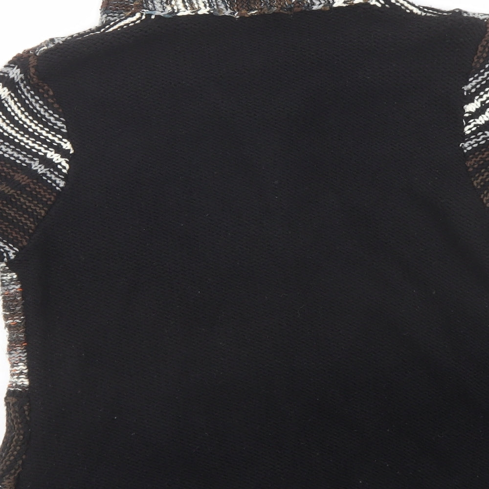 Donatella Maurizio Womens Multicoloured Collared Striped Acrylic Cardigan Jumper Size L