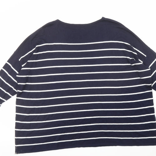 box2 Womens Blue Boat Neck Striped Cotton Pullover Jumper Size 22 - Size 22-24 Oversized