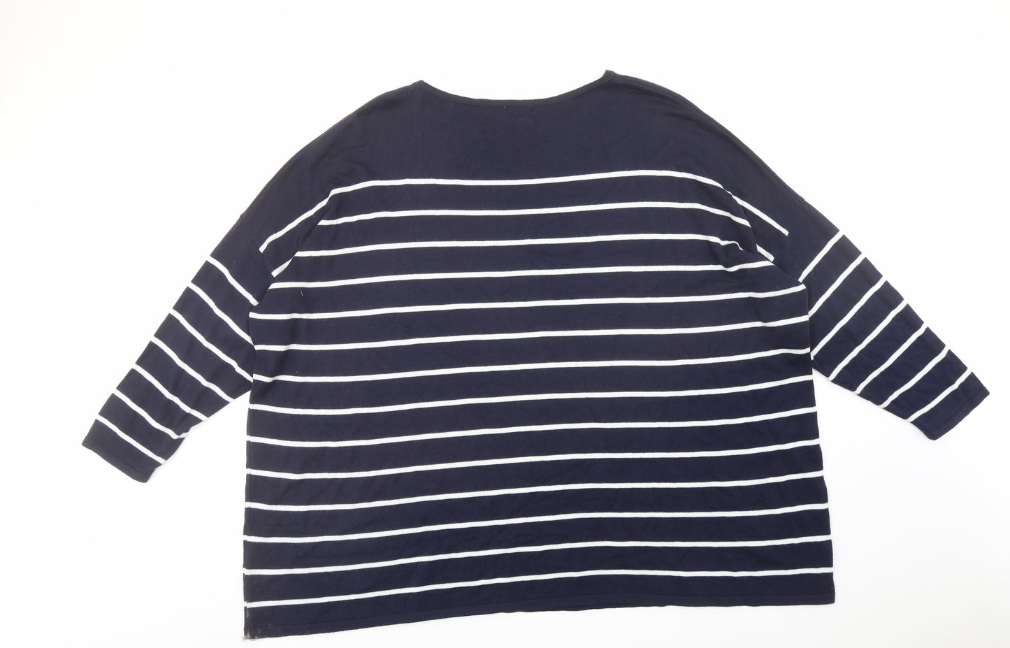box2 Womens Blue Boat Neck Striped Cotton Pullover Jumper Size 22 - Size 22-24 Oversized