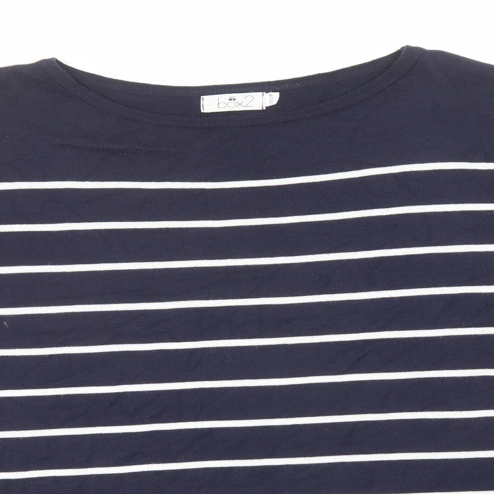 box2 Womens Blue Boat Neck Striped Cotton Pullover Jumper Size 22 - Size 22-24 Oversized