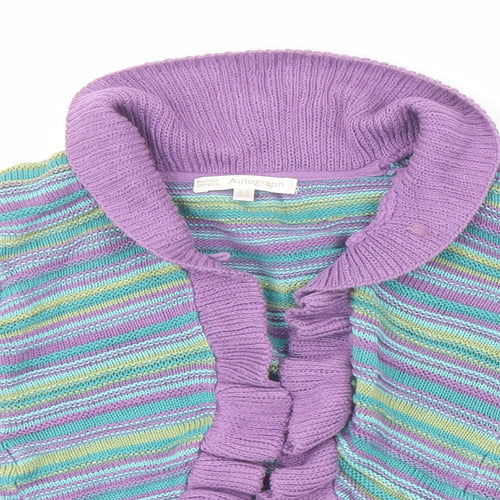Autograph Girls Multicoloured Collared Striped Cotton Cardigan Jumper Size 4-5 Years - Open Ruffle