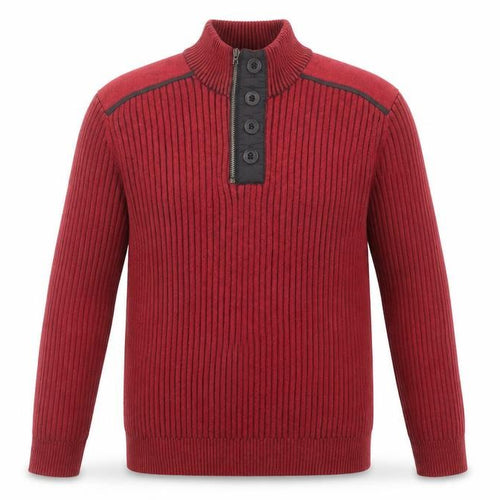 INC International Concepts Mens Red High Neck Cotton Pullover Jumper Size L Long Sleeve