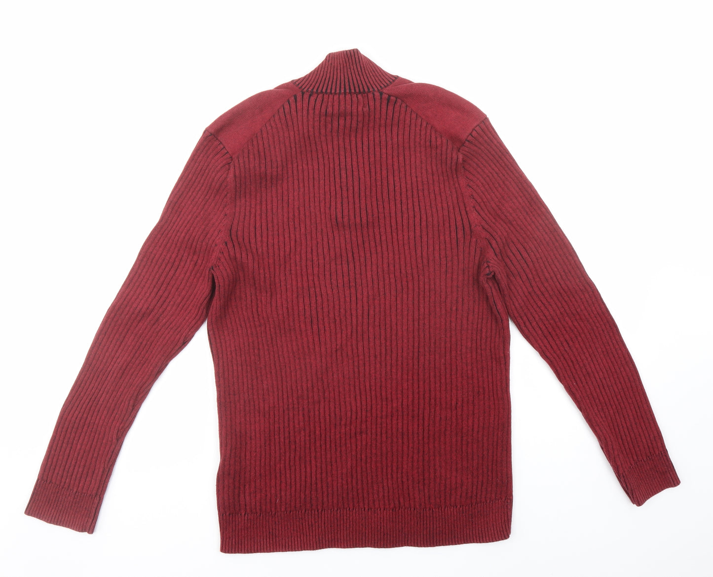 INC International Concepts Mens Red High Neck Cotton Pullover Jumper Size L Long Sleeve