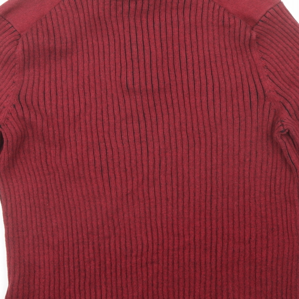 INC International Concepts Mens Red High Neck Cotton Pullover Jumper Size L Long Sleeve