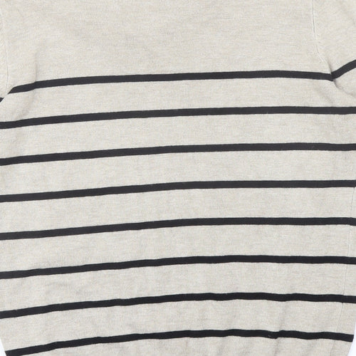 Wallis Womens Beige Collared Striped Viscose Pullover Jumper Size 8