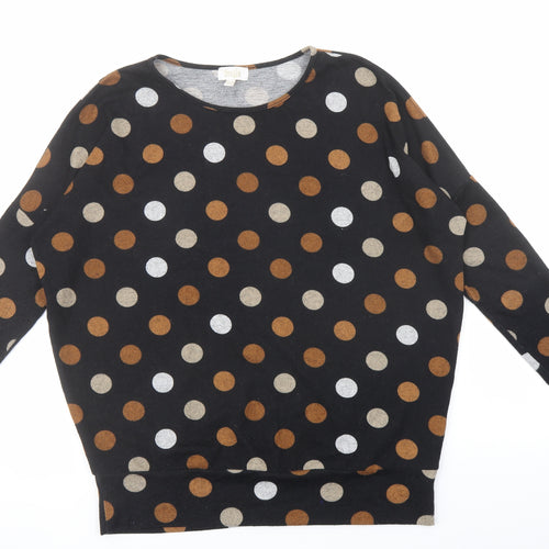 Stella Morgan Womens Black Boat Neck Polka Dot Polyester Pullover Jumper Size 10 - Oversized