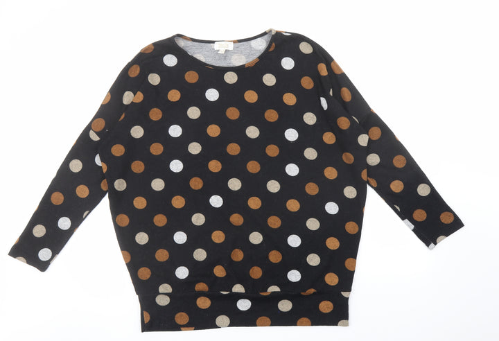 Stella Morgan Womens Black Boat Neck Polka Dot Polyester Pullover Jumper Size 10 - Oversized