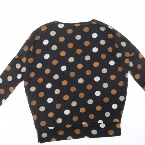 Stella Morgan Womens Black Boat Neck Polka Dot Polyester Pullover Jumper Size 10 - Oversized