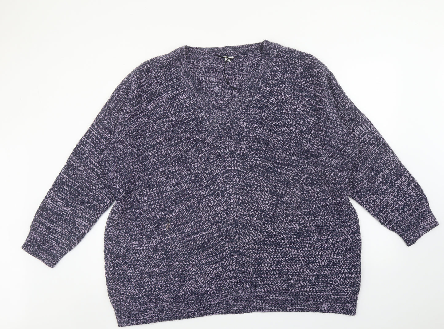 Capsule Womens Purple V-Neck Acrylic Pullover Jumper Size L