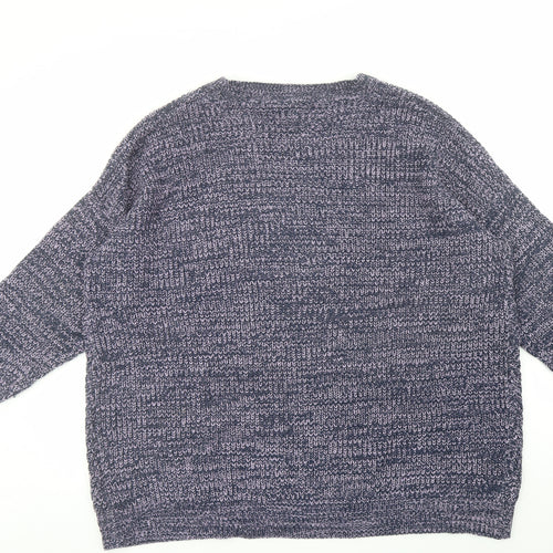 Capsule Womens Purple V-Neck Acrylic Pullover Jumper Size L