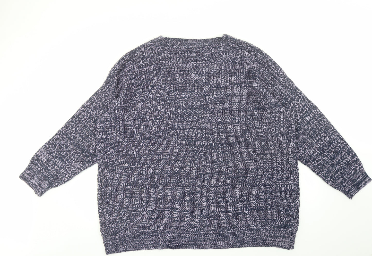 Capsule Womens Purple V-Neck Acrylic Pullover Jumper Size L