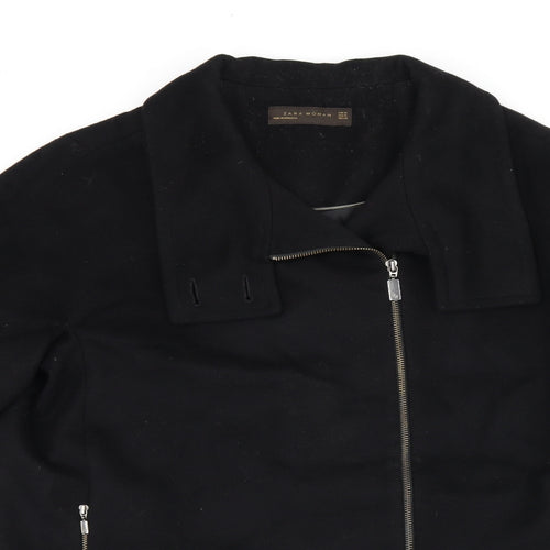Zara Womens Black Overcoat Coat Size M Zip