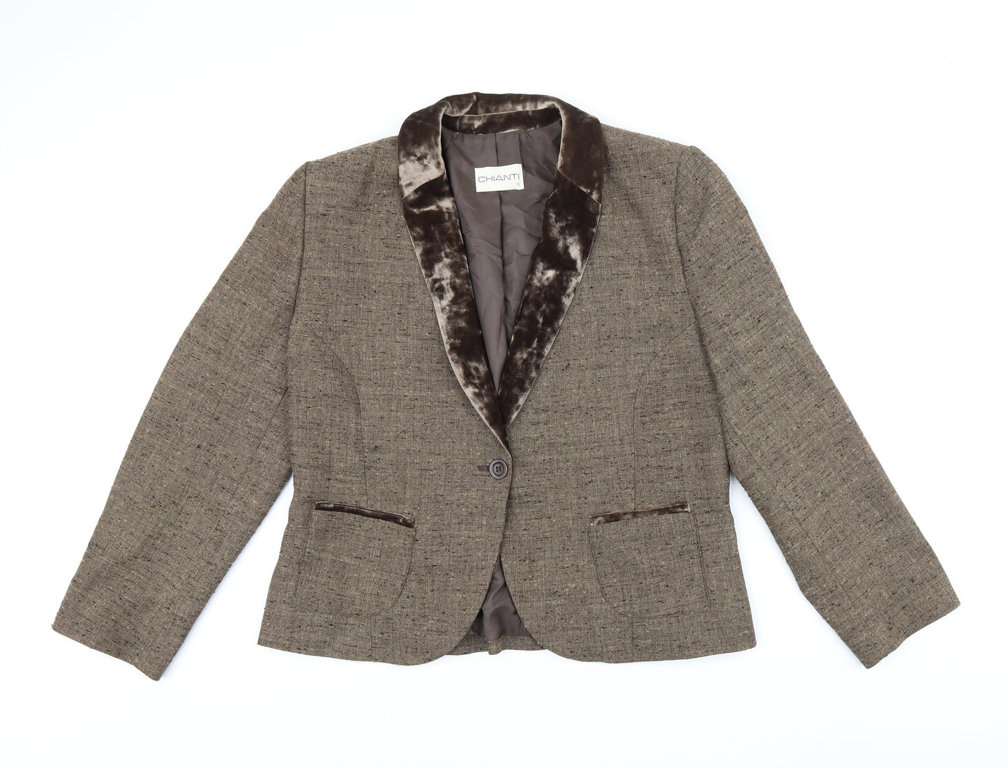 Chianti Womens Brown Polyester Jacket Blazer Size 16