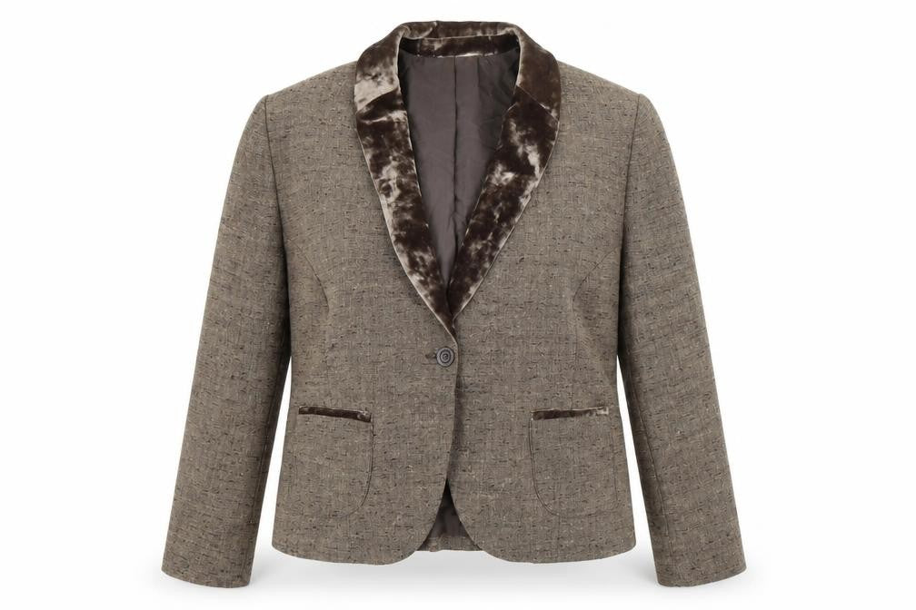 Front view of Chianti women’s brown polyester jacket blazer, size UK 16