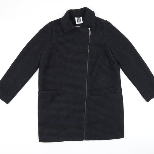 Debenhams Womens Black Overcoat Coat Size 12 Zip