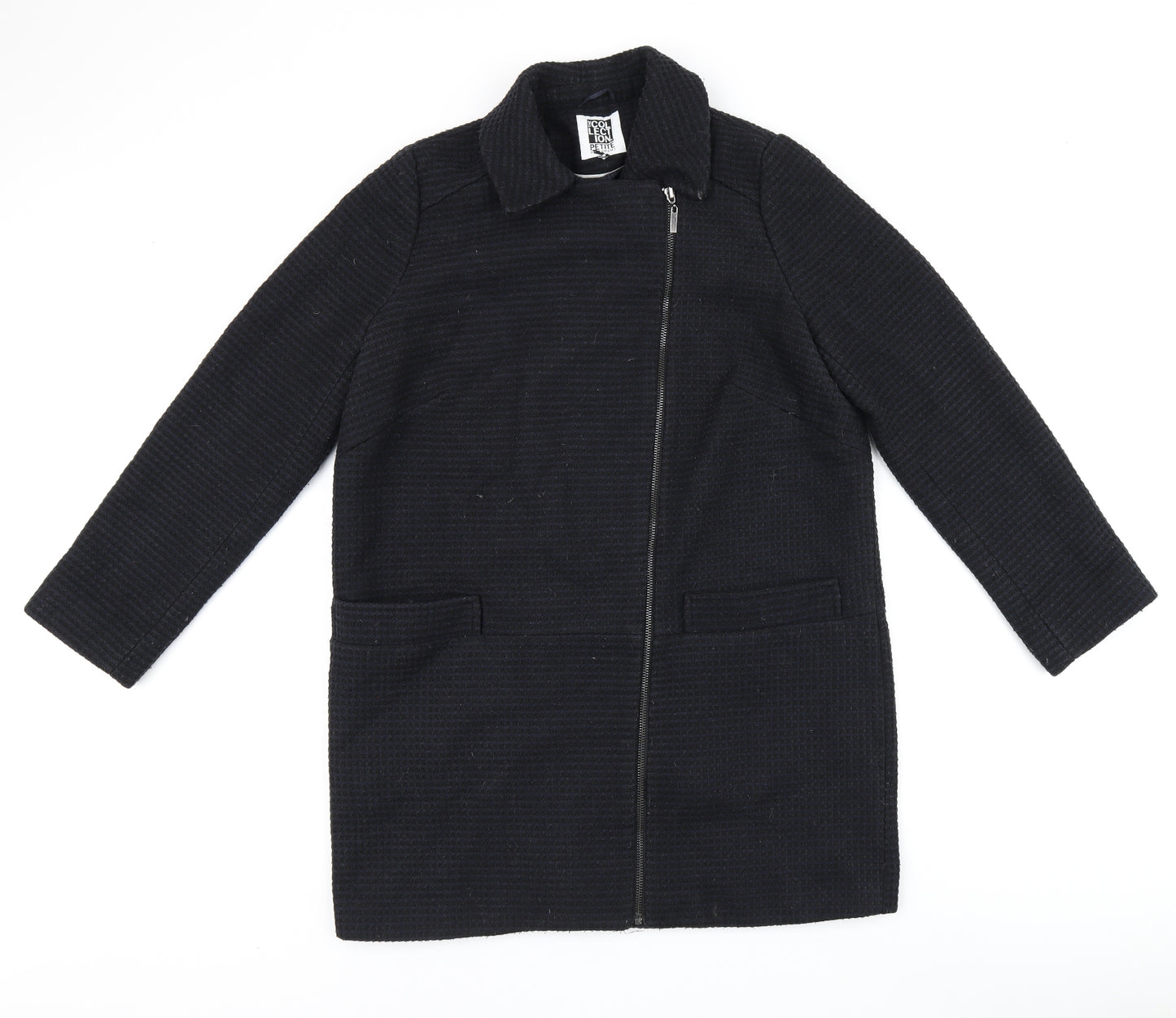 Debenhams Womens Black Overcoat Coat Size 12 Zip