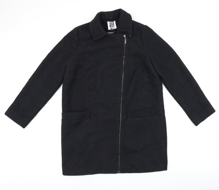 Debenhams Womens Black Overcoat Coat Size 12 Zip