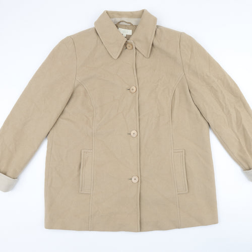 Marks and Spencer Womens Beige Overcoat Coat Size 18 Button