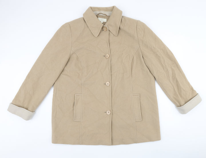 Marks and Spencer Womens Beige Overcoat Coat Size 18 Button