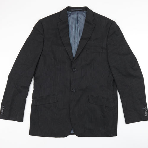 NEXT Mens Black Striped Polyester Jacket Suit Jacket Size 42 Regular