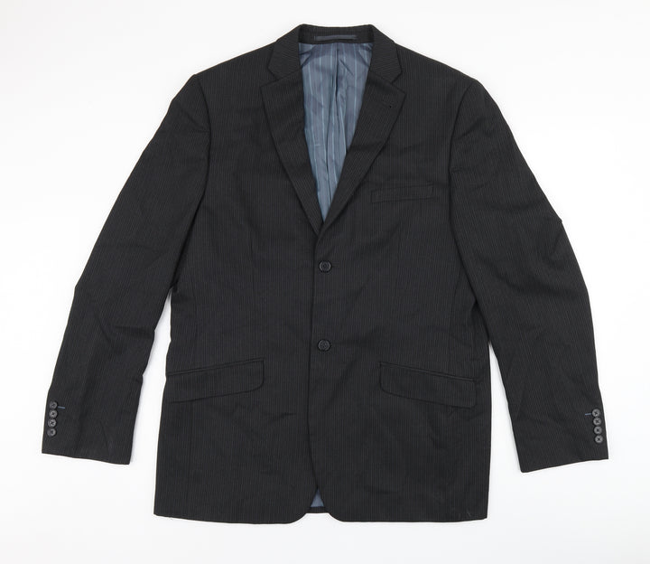 NEXT Mens Black Striped Polyester Jacket Suit Jacket Size 42 Regular