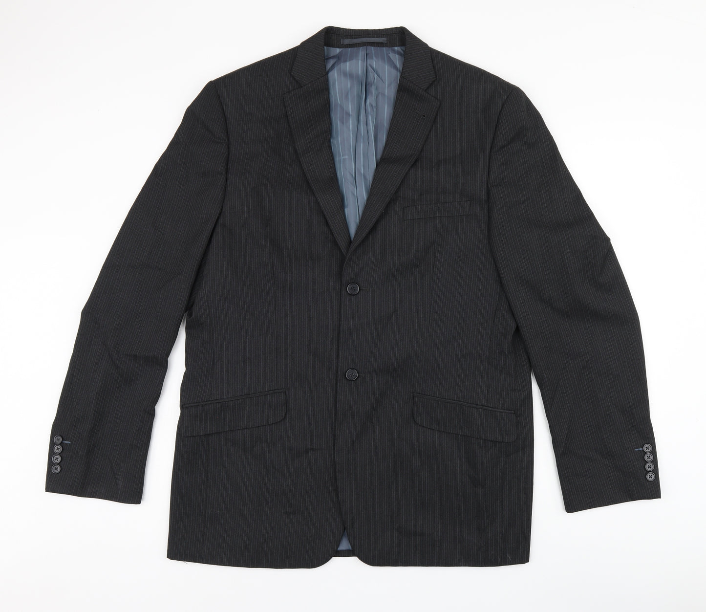 NEXT Mens Black Striped Polyester Jacket Suit Jacket Size 42 Regular