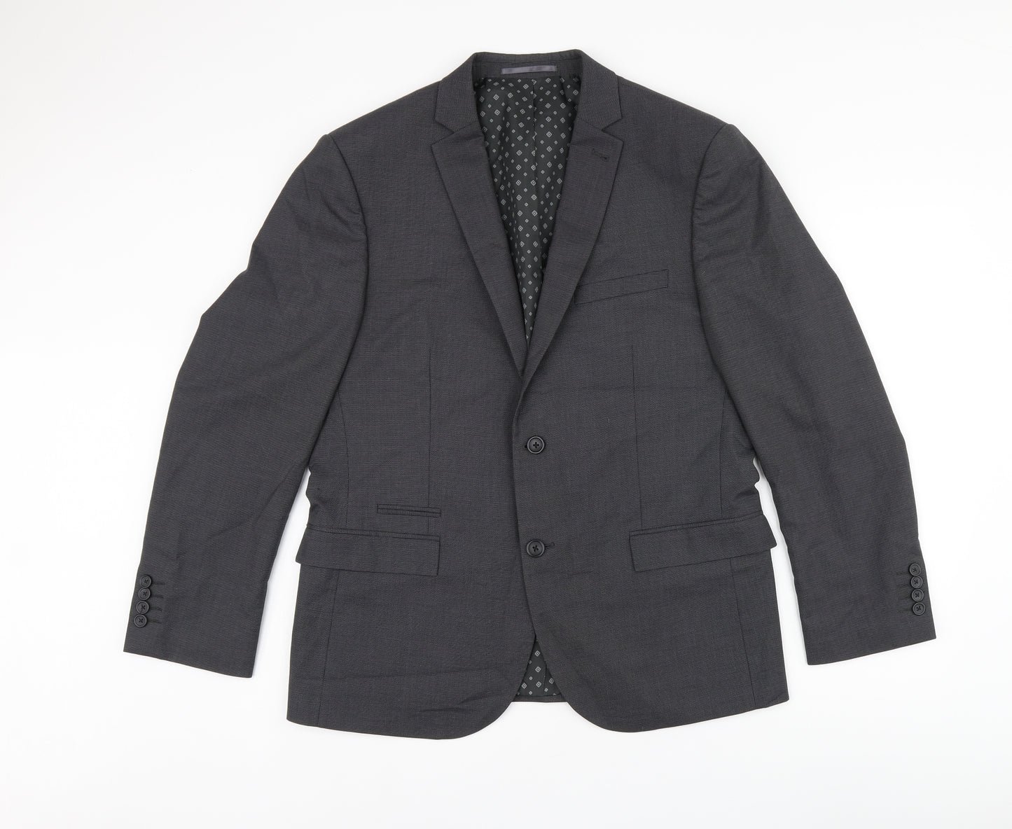 NEXT Mens Grey Polyester Jacket Suit Jacket Size 42 Regular