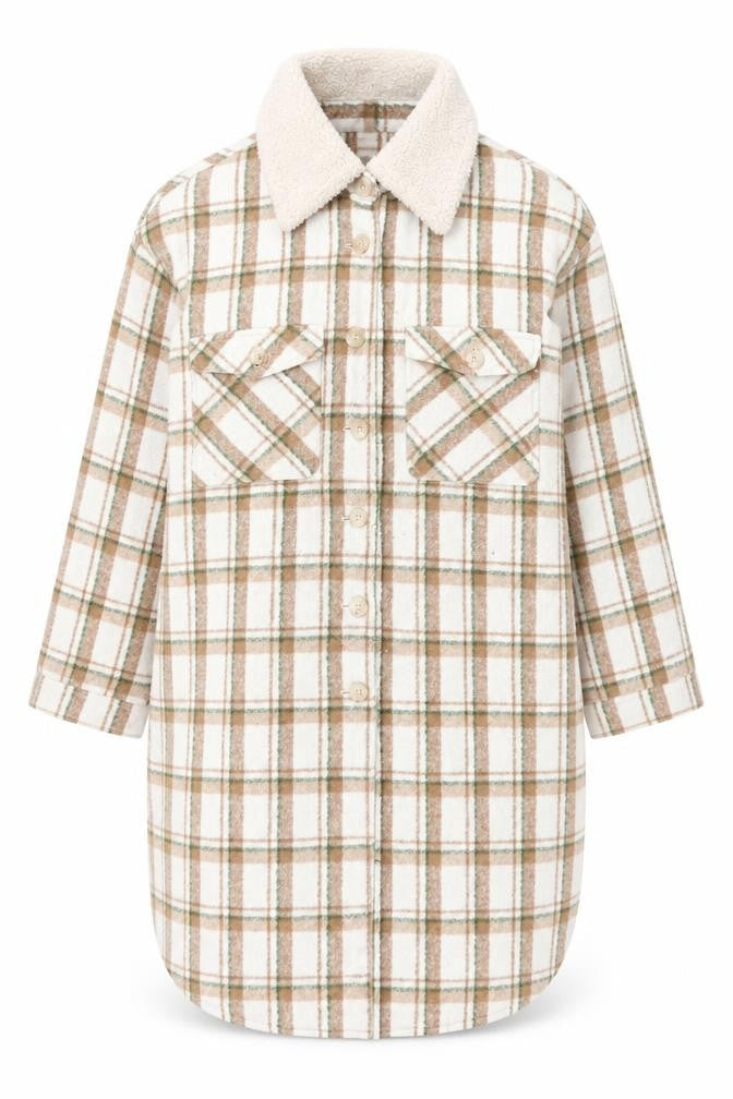 Fashion Union Womens Beige Plaid Overcoat Coat Size 22 Button