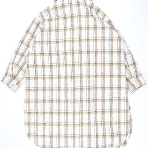 Fashion Union Womens Beige Plaid Overcoat Coat Size 22 Button