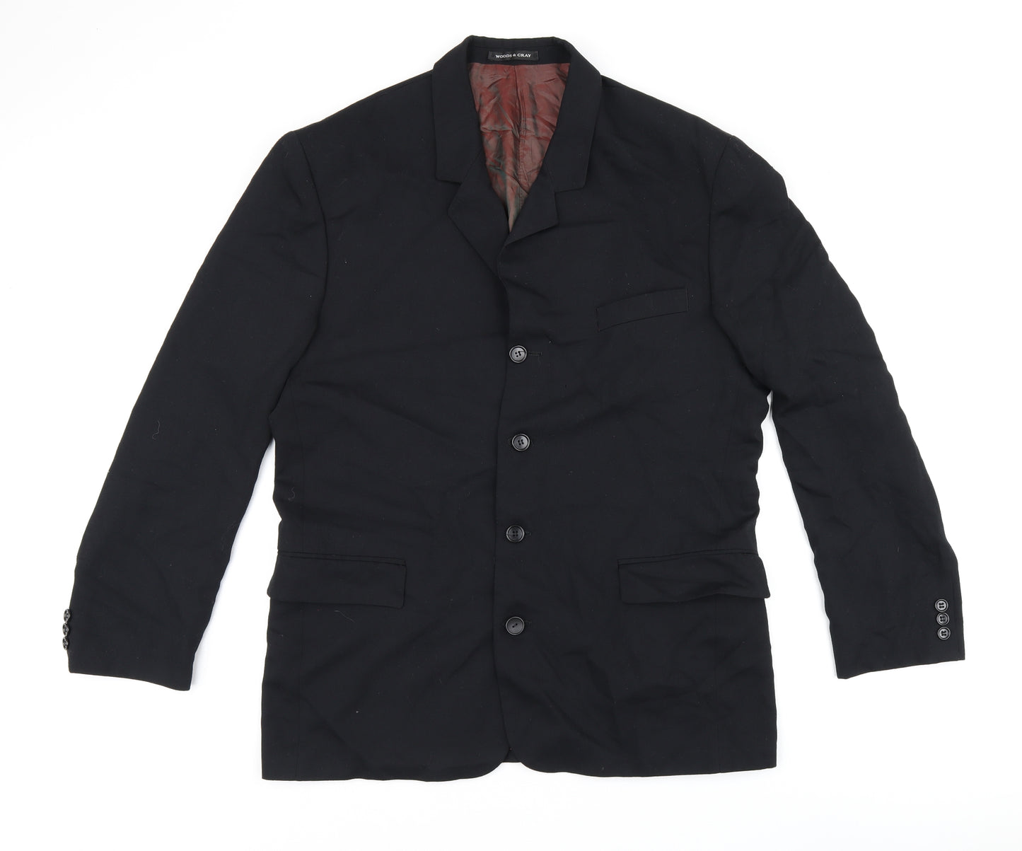 Woods & Gray Mens Black Jacket Blazer Size M Button