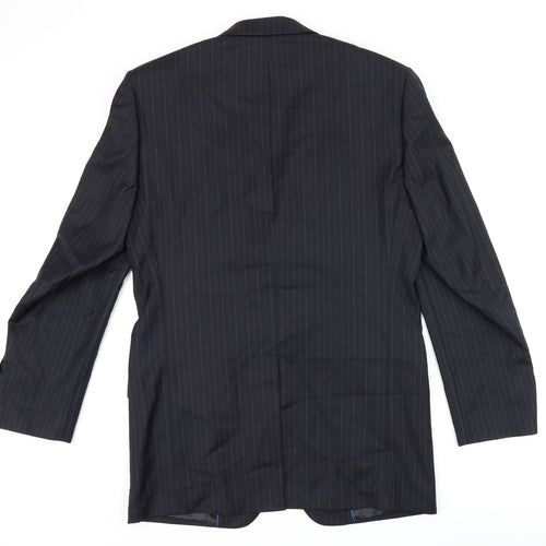 Daniel Hetcher Mens Black Striped Polyester Jacket Suit Jacket Size 38 Regular